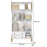 Berço Americano 4300 E Guarda Roupa Infantil 4375 Fantasia Branco Acetinado Com Colchão Ortobom - Qmovi - 3