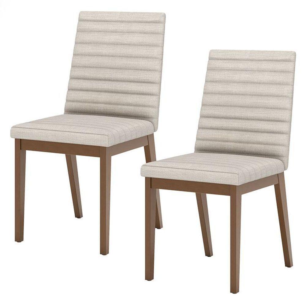 Cadeira Para Mesa De Jantar Elena Kit 02 Peças Nature Linho - Henn - 1