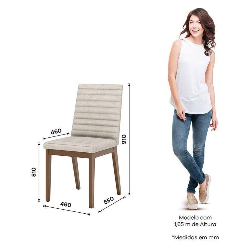 Cadeira Para Mesa De Jantar Elena Kit 02 Peças Nature Linho - Henn - 3