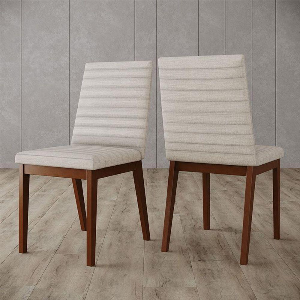 Cadeira Para Mesa De Jantar Elena Kit 02 Peças Nature Linho - Henn - 4