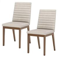 Cadeira Para Mesa De Jantar Elena Kit 02 Peças Nature Linho - Henn - 1