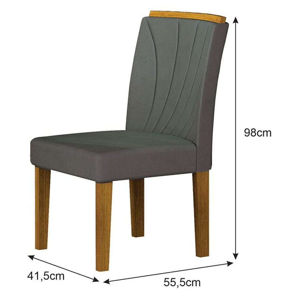 Cadeira Para Mesa De Jantar Lorena Plus Mdf Kit 2 Peças Freijó Joli Chumbo - Leifer Móveis - 2