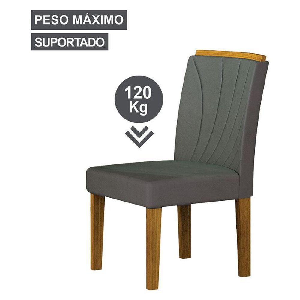 Cadeira Para Mesa De Jantar Lorena Plus Mdf Kit 2 Peças Freijó Joli Chumbo - Leifer Móveis - 4