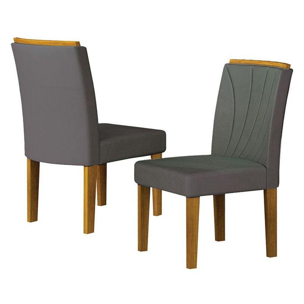 Cadeira Para Mesa De Jantar Lorena Plus Mdf Kit 2 Peças Freijó Joli Chumbo - Leifer Móveis - 5