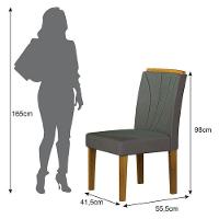 Cadeira Para Mesa De Jantar Lorena Plus Mdf Kit 2 Peças Freijó Joli Chumbo - Leifer Móveis - 3