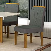 Cadeira Para Mesa De Jantar Lorena Plus Mdf Kit 2 Peças Freijó Joli Chumbo - Leifer Móveis - 6