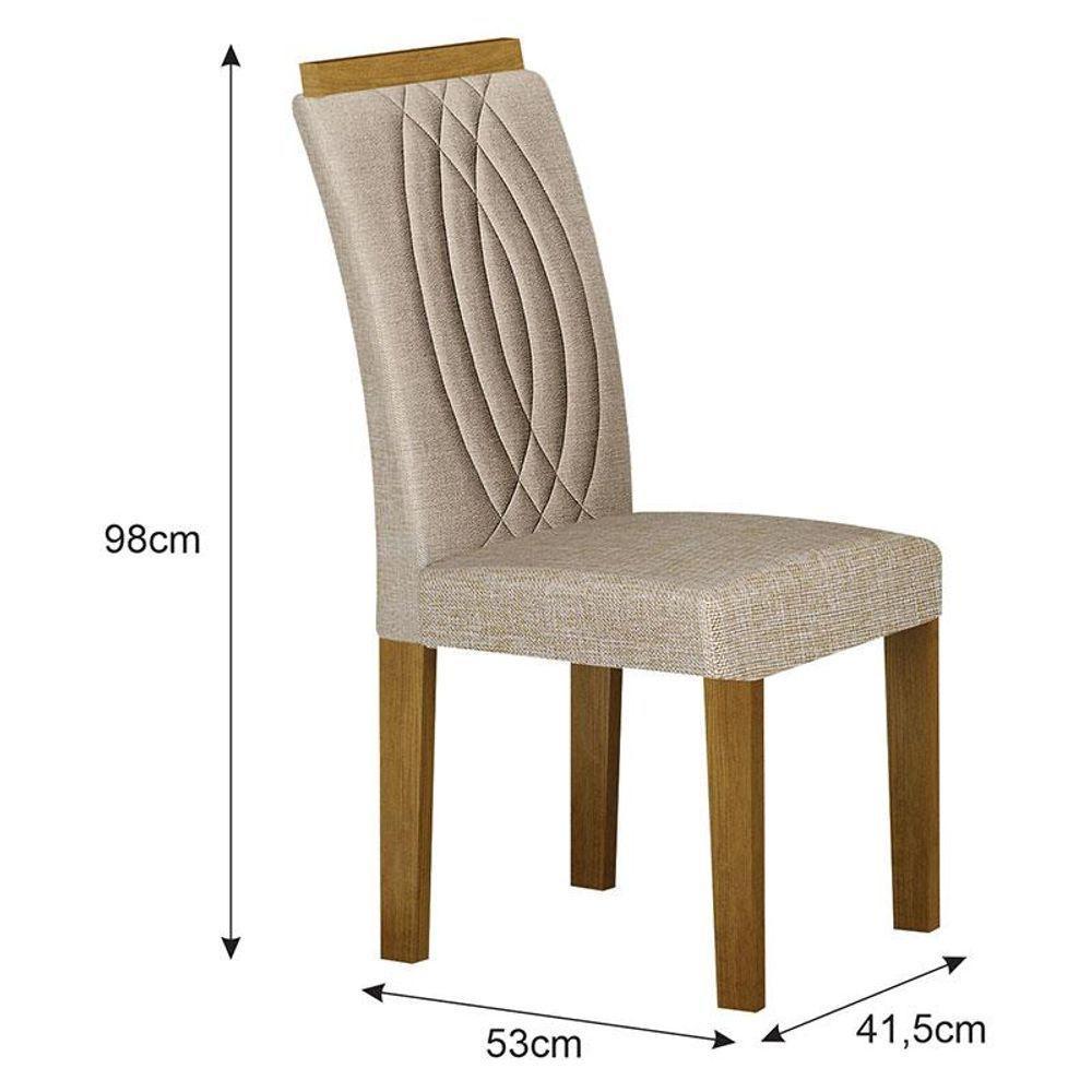 Cadeira Para Mesa De Jantar Doha Mdf Kit 2 Peças Freijó Linho Palha - Leifer Móveis - 2