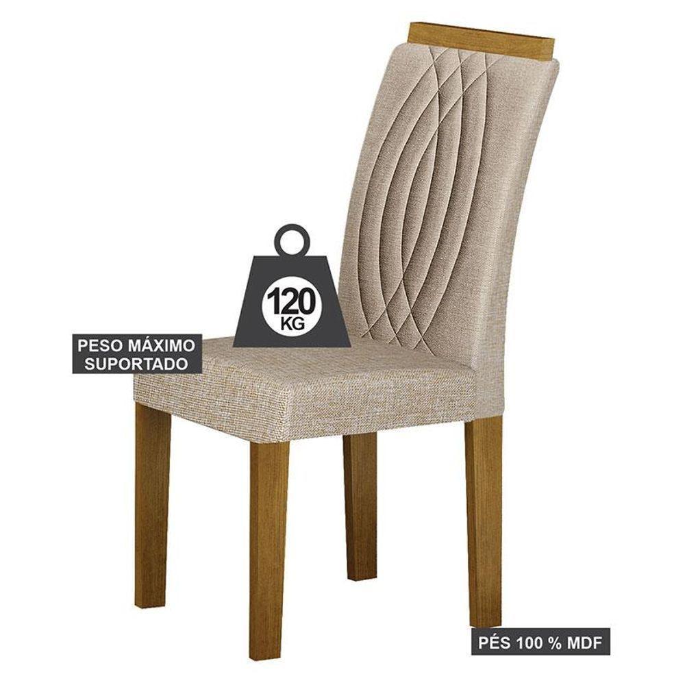 Cadeira Para Mesa De Jantar Doha Mdf Kit 2 Peças Freijó Linho Palha - Leifer Móveis - 3