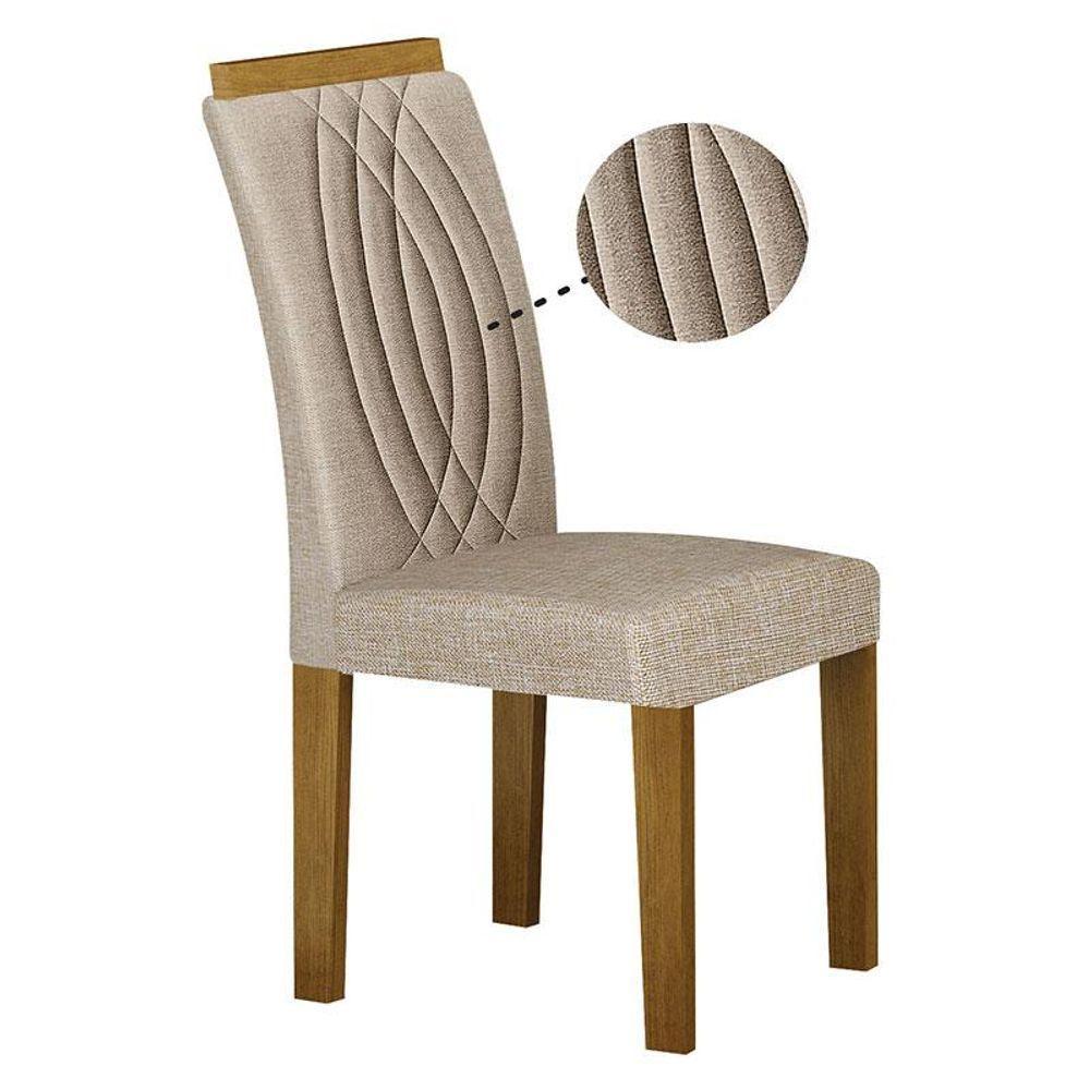 Cadeira Para Mesa De Jantar Doha Mdf Kit 2 Peças Freijó Linho Palha - Leifer Móveis - 4