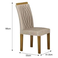 Cadeira Para Mesa De Jantar Doha Mdf Kit 2 Peças Freijó Linho Palha - Leifer Móveis - 2