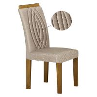 Cadeira Para Mesa De Jantar Doha Mdf Kit 2 Peças Freijó Linho Palha - Leifer Móveis