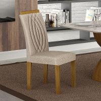 Cadeira Para Mesa De Jantar Doha Mdf Kit 2 Peças Freijó Linho Palha - Leifer Móveis - 5