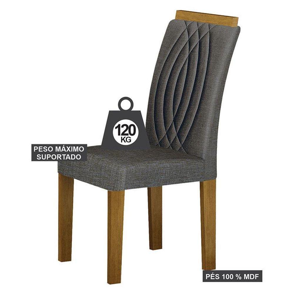 Cadeira Para Mesa De Jantar Doha Mdf Kit 2 Peças Freijó Linho Chumbo - Leifer Móveis - 3