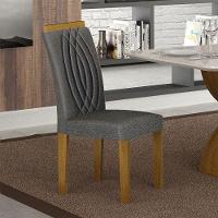 Cadeira Para Mesa De Jantar Doha Mdf Kit 2 Peças Freijó Linho Chumbo - Leifer Móveis - 5