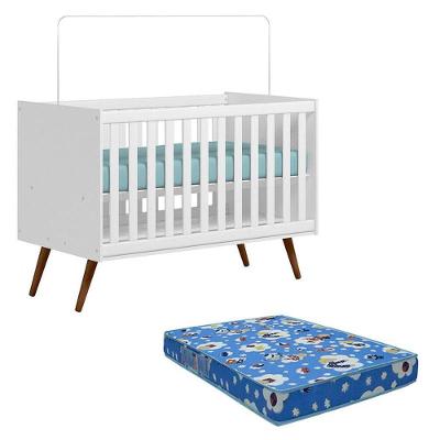 Berço Americano Q Encanto 3820 Retrô Branco Acetinado Com Colchão Tend Tudo - Qmovi