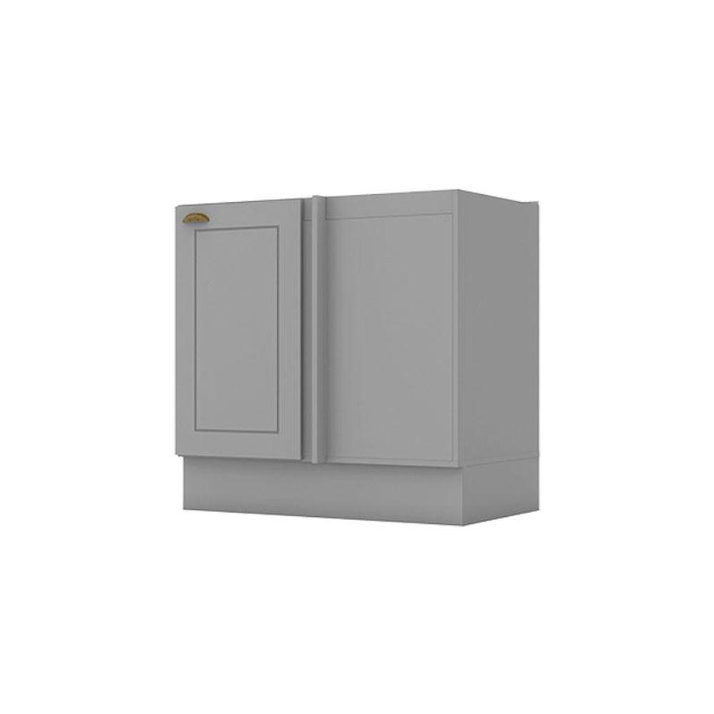 Balcão Porta Toalha Com Canto Reto E Balcão Com 1 Porta E Balcão Para Pia Americana Cinza - Henn - 3