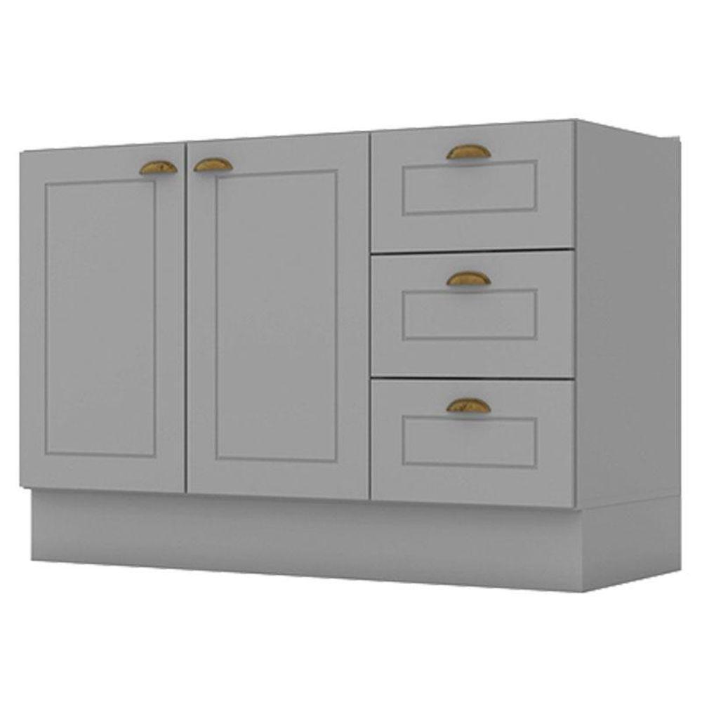 Balcão Porta Toalha Com Canto Reto E Balcão Com 1 Porta E Balcão Para Pia Americana Cinza - Henn - 4