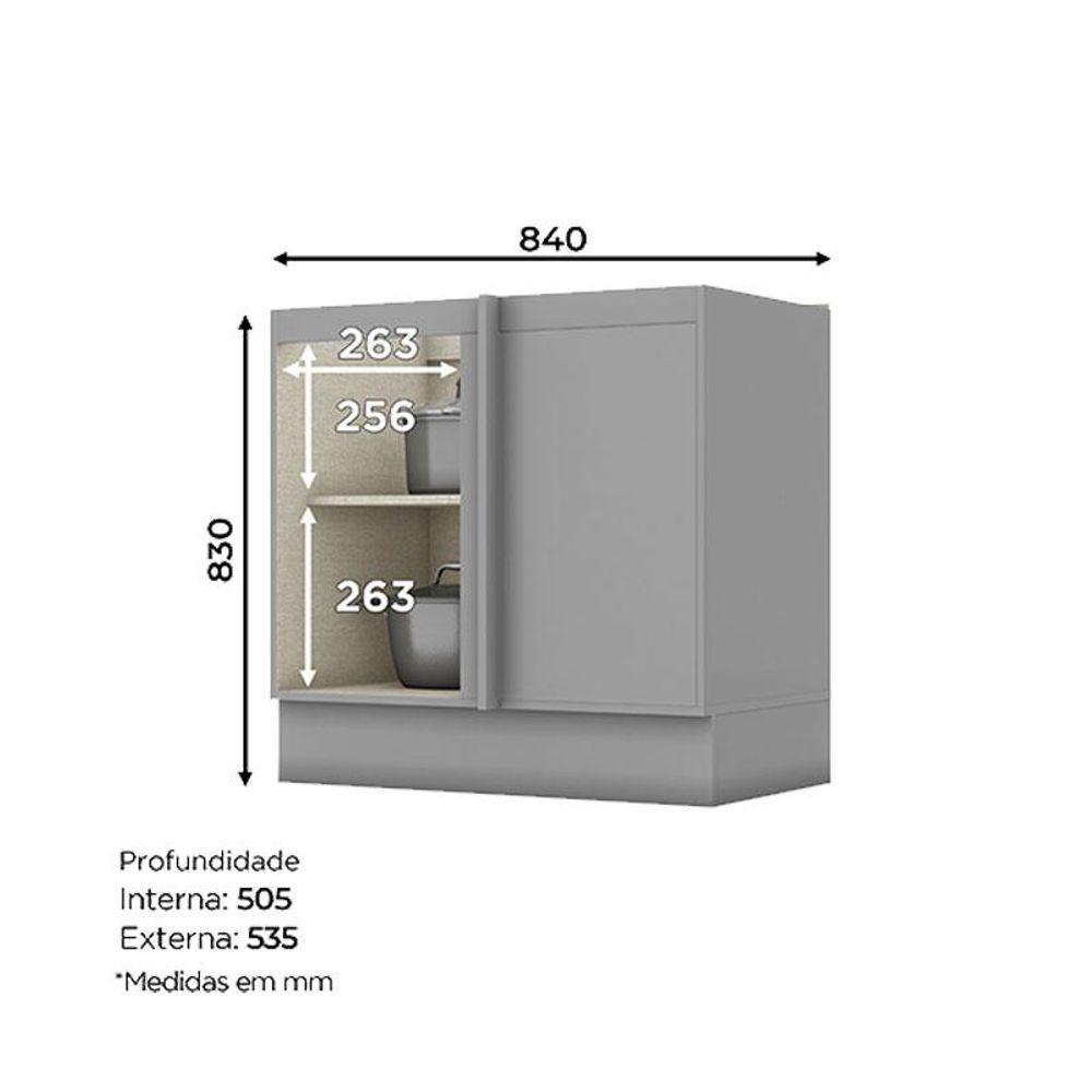 Balcão Porta Toalha Com Canto Reto E Balcão Com 1 Porta E Balcão Para Pia Americana Cinza - Henn - 7