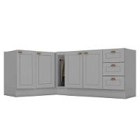 Balcão Porta Toalha Com Canto Reto E Balcão Com 1 Porta E Balcão Para Pia Americana Cinza - Henn - 1