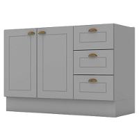 Balcão Porta Toalha Com Canto Reto E Balcão Com 1 Porta E Balcão Para Pia Americana Cinza - Henn