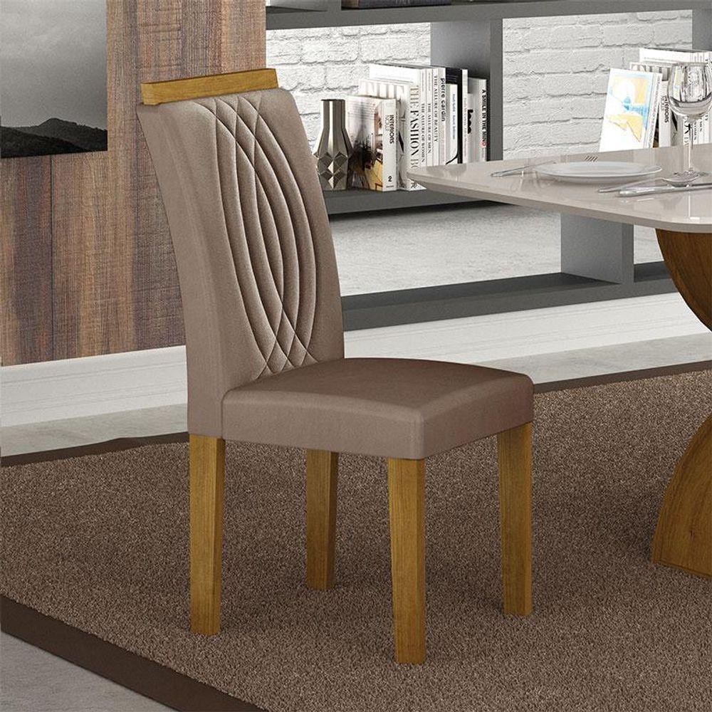 Cadeira Para Mesa De Jantar Doha Mdf Kit 2 Peças Freijó Joli Camurça - Leifer Móveis - 5
