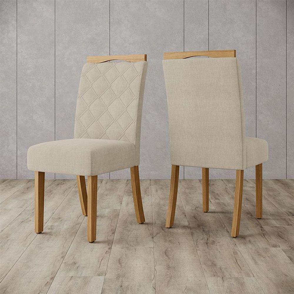 Cadeira Para Mesa De Jantar Bella Kit 02 Peças Nature Linho - Henn - 8