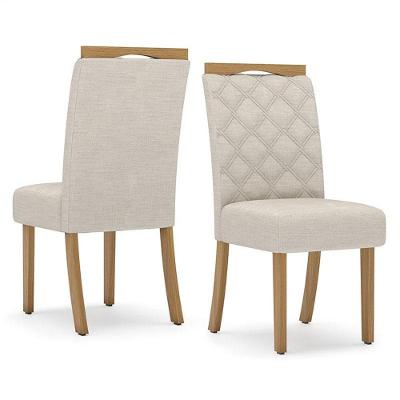 Cadeira Para Mesa De Jantar Bella Kit 02 Peças Nature Linho - Henn
