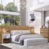 Cabeceira Casal Com Mesas De Cabeceira Formosa Glass Capuccino Acetinado - Thb - 2