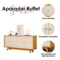 Aparador Para Sala Buffet Ambiente Mercuri Cedro Off White - Dj Móveis - 3