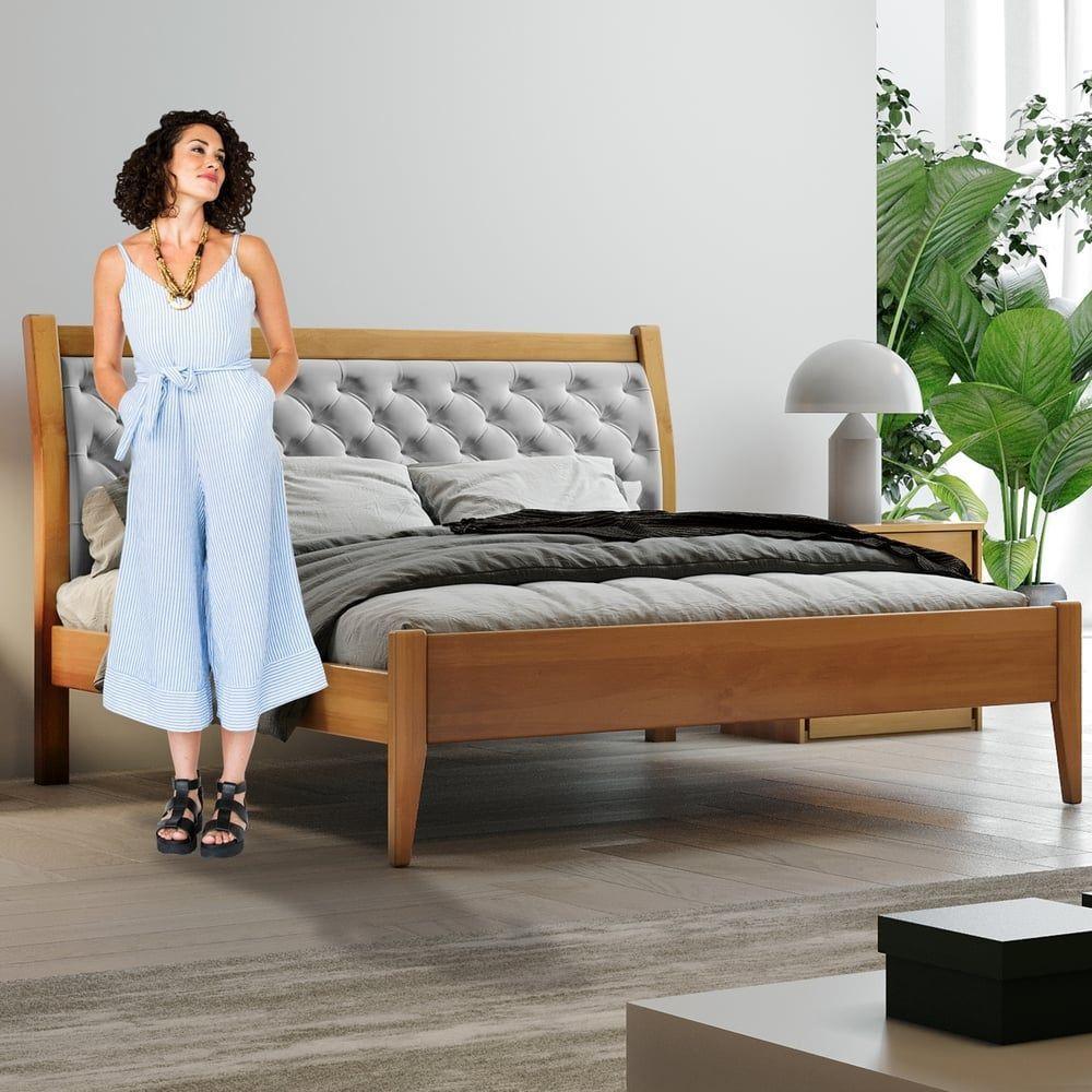 Cama Queen 160cm Vivare Amêndoa Mel Josandro Amêndoa Mel - 4