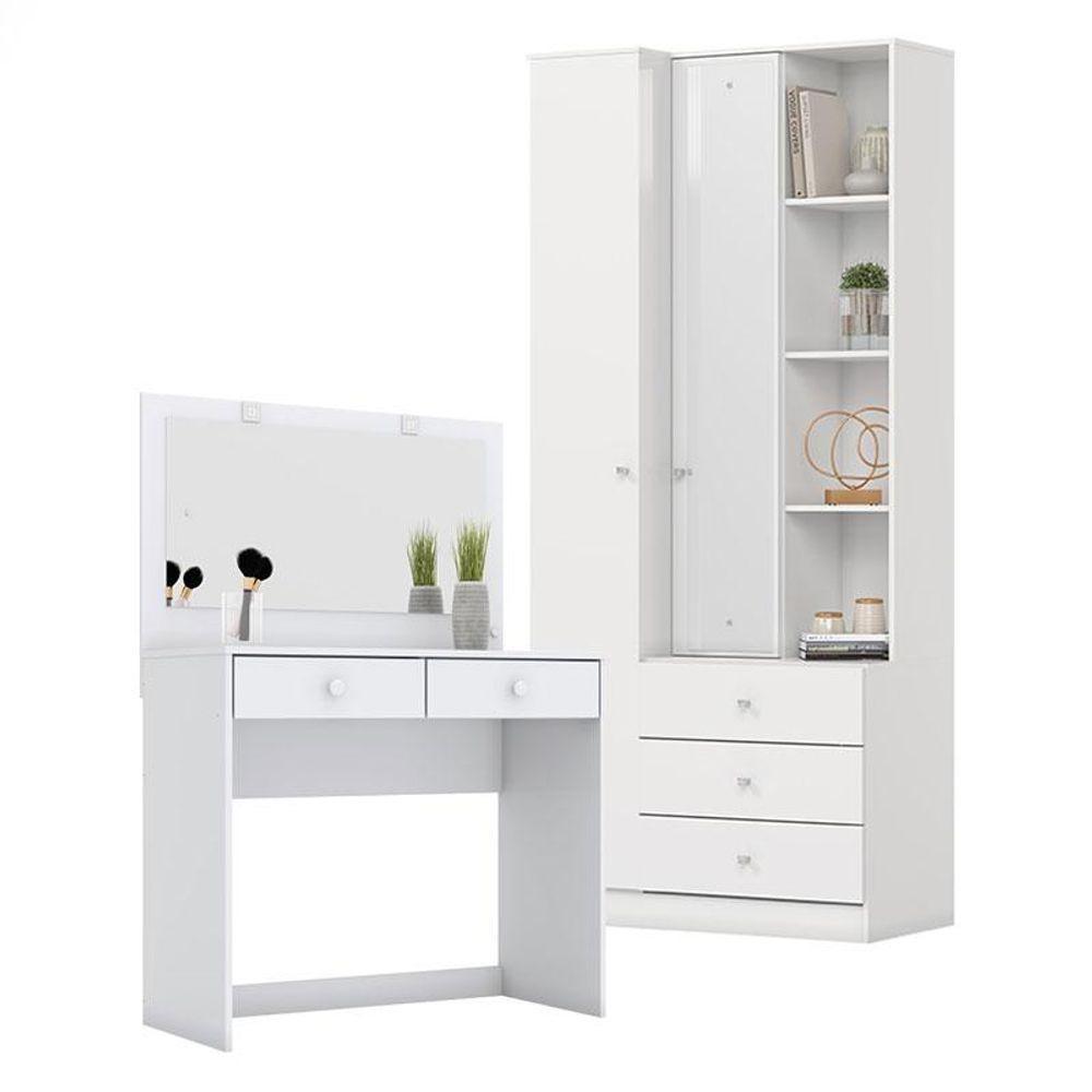 Armário Multiuso Doha E Penteadeira Daila Com Led Branco - Henn - 1