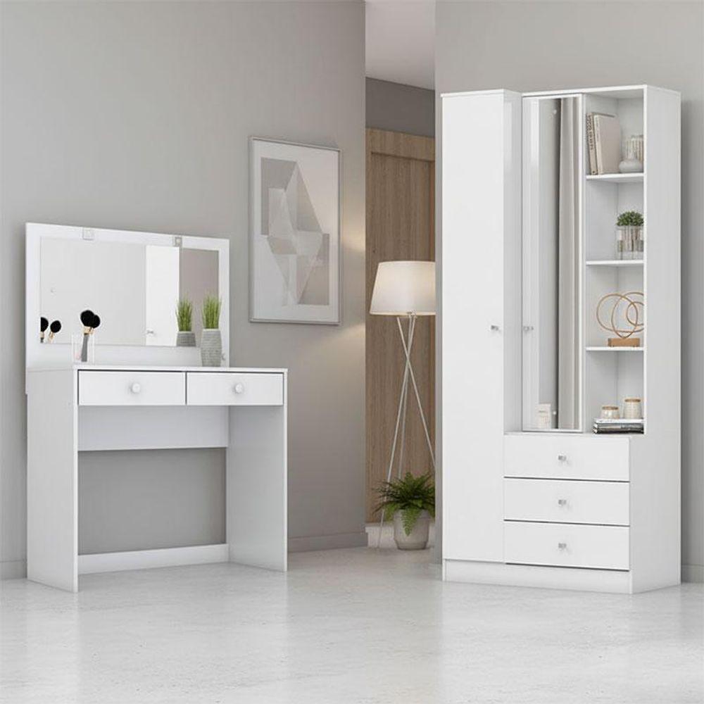 Armário Multiuso Doha E Penteadeira Daila Com Led Branco - Henn - 10