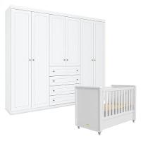 Berço Tutto New E Guarda Roupa Americano 6 Portas Branco Fosco - Matic - 1