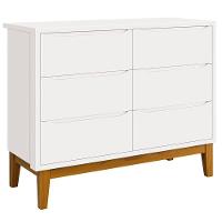 Berço Americano Com Cômoda 6 Gavetas New Classic Branco Com Pés Madeiras - Reller