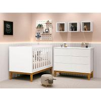 Berço Americano Com Cômoda 6 Gavetas New Classic Branco Com Pés Madeiras - Reller - 6