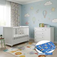 Berço Tutto New E Cômoda Infantil Mississipi Ambiente Branco Fosco Com Colchão Ortobom - Matic - 1