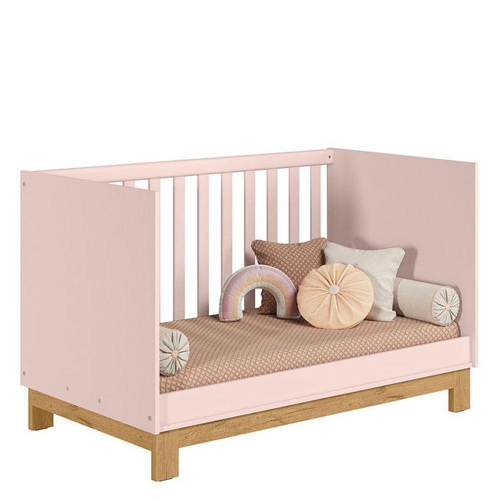 Berço Americano 4315 Q Encanto Slim Rosa Acetinado Com Colchão Tend Tudo - Qmovi - 3