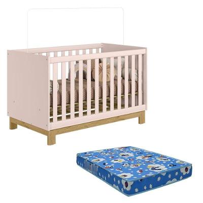 Berço Americano 4315 Q Encanto Slim Rosa Acetinado Com Colchão Tend Tudo - Qmovi