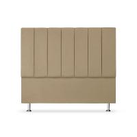 Cabeceira Estofada Cama Box Casal 140 Cm Carla Premium - Veludo Bege Escuro - 2