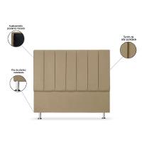 Cabeceira Estofada Cama Box Casal 140 Cm Carla Premium - Veludo Bege Escuro - 3
