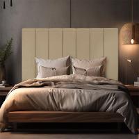 Cabeceira Estofada Cama Box Casal 140 Cm Carla Premium - Veludo Bege Escuro - 6