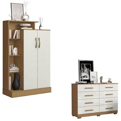 Cômoda 8 Gavetas 2014148 E Armário Multiuso Florença 2000199 Atacama Off White - Aramóveis