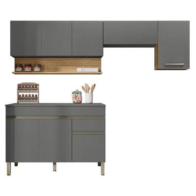 Cozinha Modulada Line Composição 1 Com Armário 40cm Ametista Gris Freijó - Kits Paraná