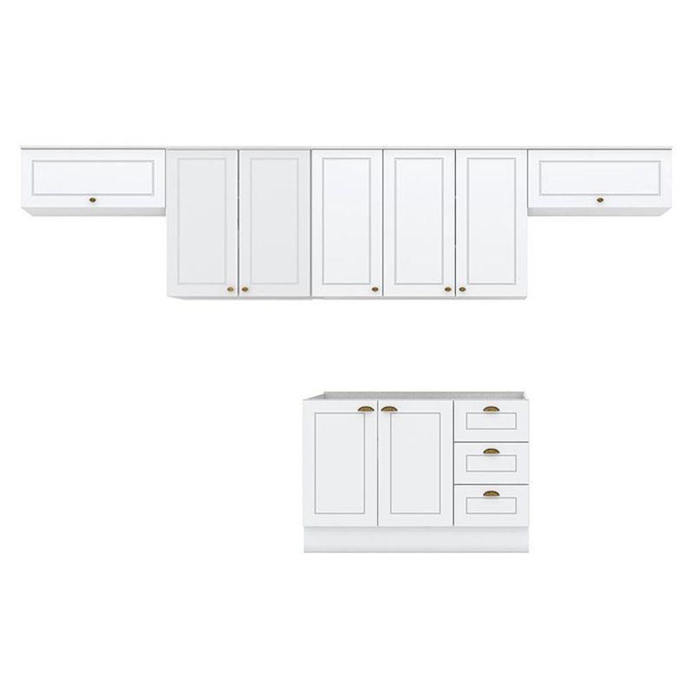 Cozinha Modulada Americana 5 Peças Com Armário 2 Portas 80cm Branco Hp - Henn - 1