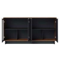 Cristaleira Guanabara Com Aparador Para Sala Buffet Vitória Noce Milano Preto Acetinado - Colibri - 6