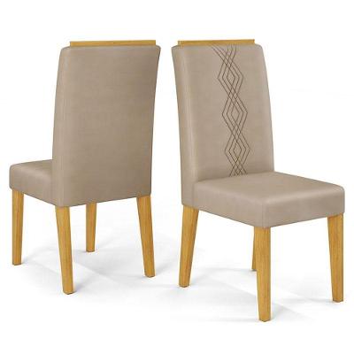 Cadeira Para Mesa De Jantar Yasmin Kit 2 Peças Cedro Veludo Kraft - Dj Móveis