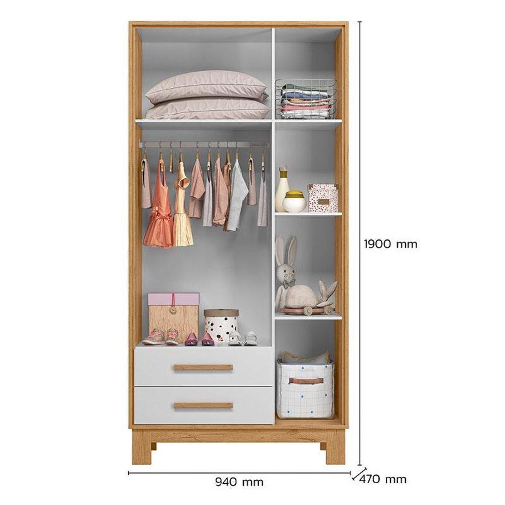 Berço Americano 4315 E Guarda Roupa 4340 Q Encanto Slim Freijó Toq Branco Acetinado Com Colchão Tend Tudo - Qmovi - 5