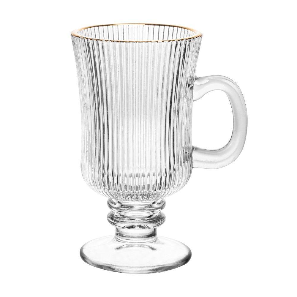 Conjunto 4 Taças Cappuccino 240 Ml De Vidro Com Fio De Ouro Lines Wolff - 3