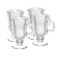 Conjunto 4 Taças Cappuccino 240 Ml De Vidro Com Fio De Ouro Lines Wolff - 1