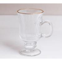 Conjunto 4 Taças Cappuccino 240 Ml De Vidro Com Fio De Ouro Lines Wolff - 4